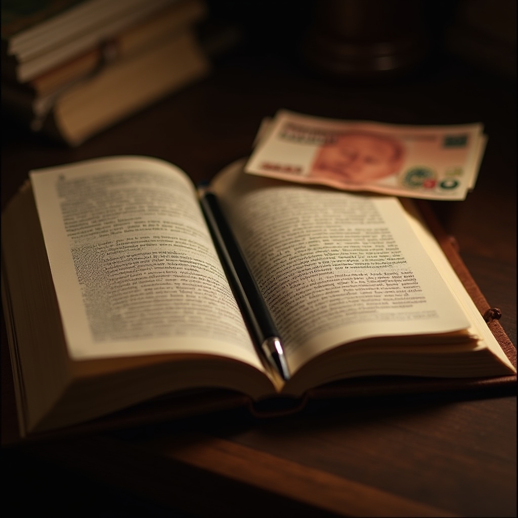 Books and financial documents on a desk
